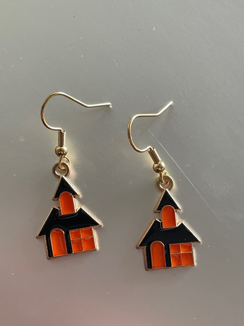 Unbranded Black & Orange Haunted House Earrings
